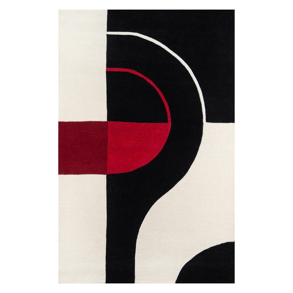 3'6inx5'6in Geometric Tufted Accent Rug Black - Momeni