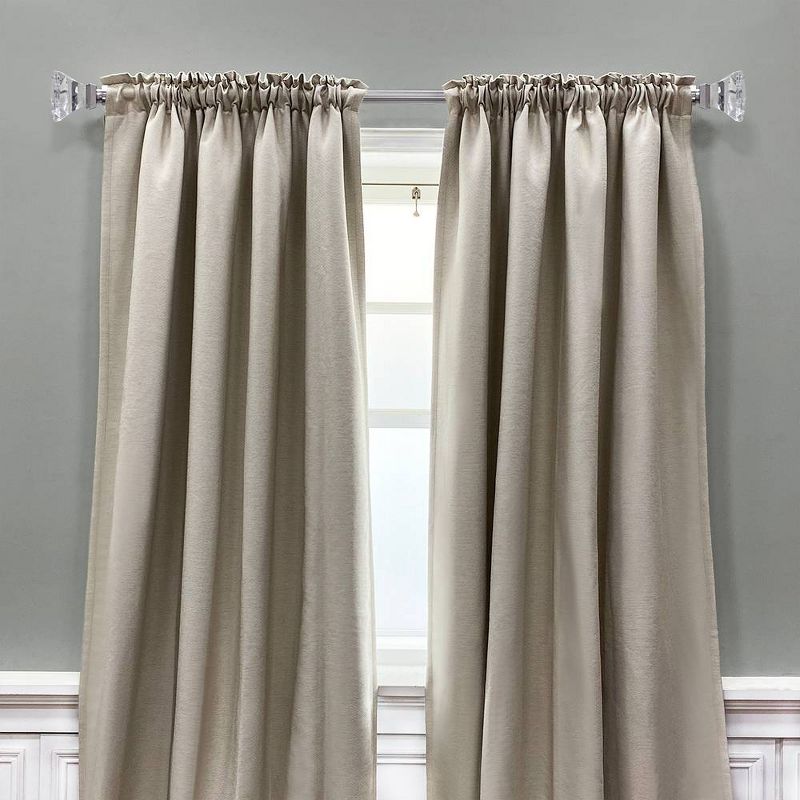 Decorative Drapery Curtain Rod with Acrylic Square Finials Brushed Nickel - Lumi Home Furnishings, 4 of 7
