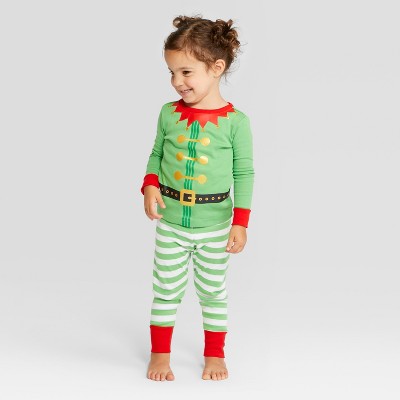 Toddler Holiday Elf Pajama Set - Wondershop™ Green 12M
