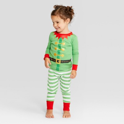 Toddler Holiday Elf Pajama Set Wondershop Green 12M Target