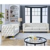 Velvet Chesterfield Sofa Set,3-Seater and 2-Seater Tufted Loveseat Set with Metal Legs & Nailhead Trim for Living Room--Baofuwish - 2 of 4