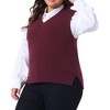 Agnes Orinda Women's Plus Size V Neck Knit Solid Classic Sleeveless Pullover Sweater Vest - 2 of 4