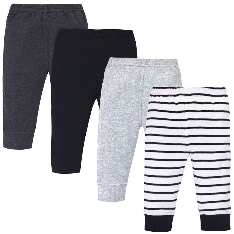 Touched by Nature Baby and Toddler Organic Cotton Pants 4pk, Gray Black Stripe, 1 of 4