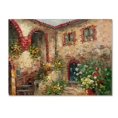 Tuscany Courtyard Multicolor Canvas Landscape Art