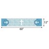 Big Dot of Happiness Blue Elegant Cross - Petite Boy Religious Party Paper Table Runner - 12 x 60 inches - 3 of 4