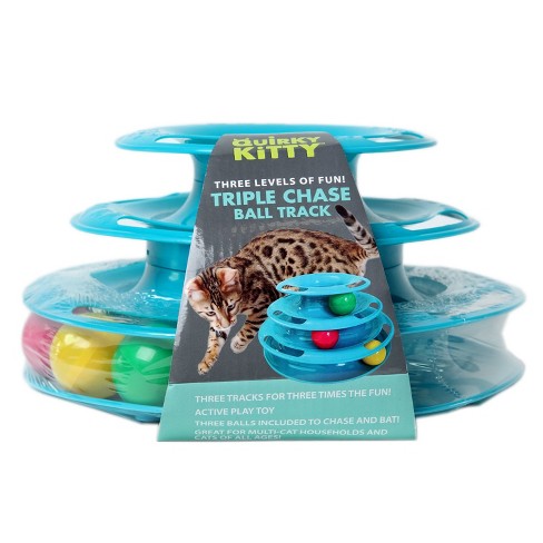 Quirky Kitty Three Layer Ball Track Cat Toy - Blue