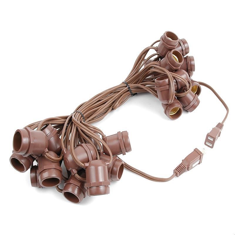 Novelty Lights Edison Outdoor String Lights with 25 In-Line Sockets Brown Wire 37.5 Feet, 5 of 9