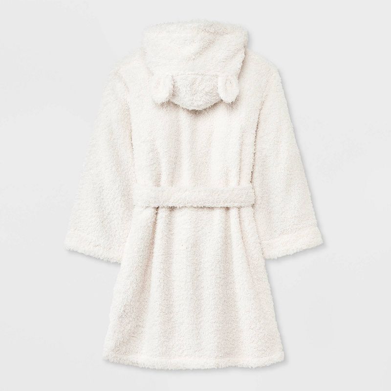 Girls' Bear Hooded Fleece Robe - Cat & Jack™ Cream, 3 of 6