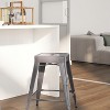 Merrick Lane 24" High Powder Coated Backless Metal Counter Stool with Clear Coat Finish and Plastic Floor Glides for Indoor Use - 3 of 4
