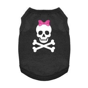 Doggie Design Pirate Skull with Pink Bow Dog Tank - Jet Black - 1 of 2