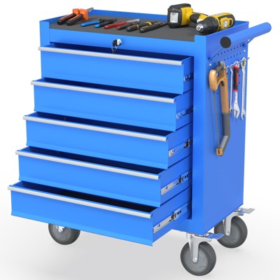Huxxion 5-Drawer Heavy Duty Rolling Tool Chest Tool Storage Box