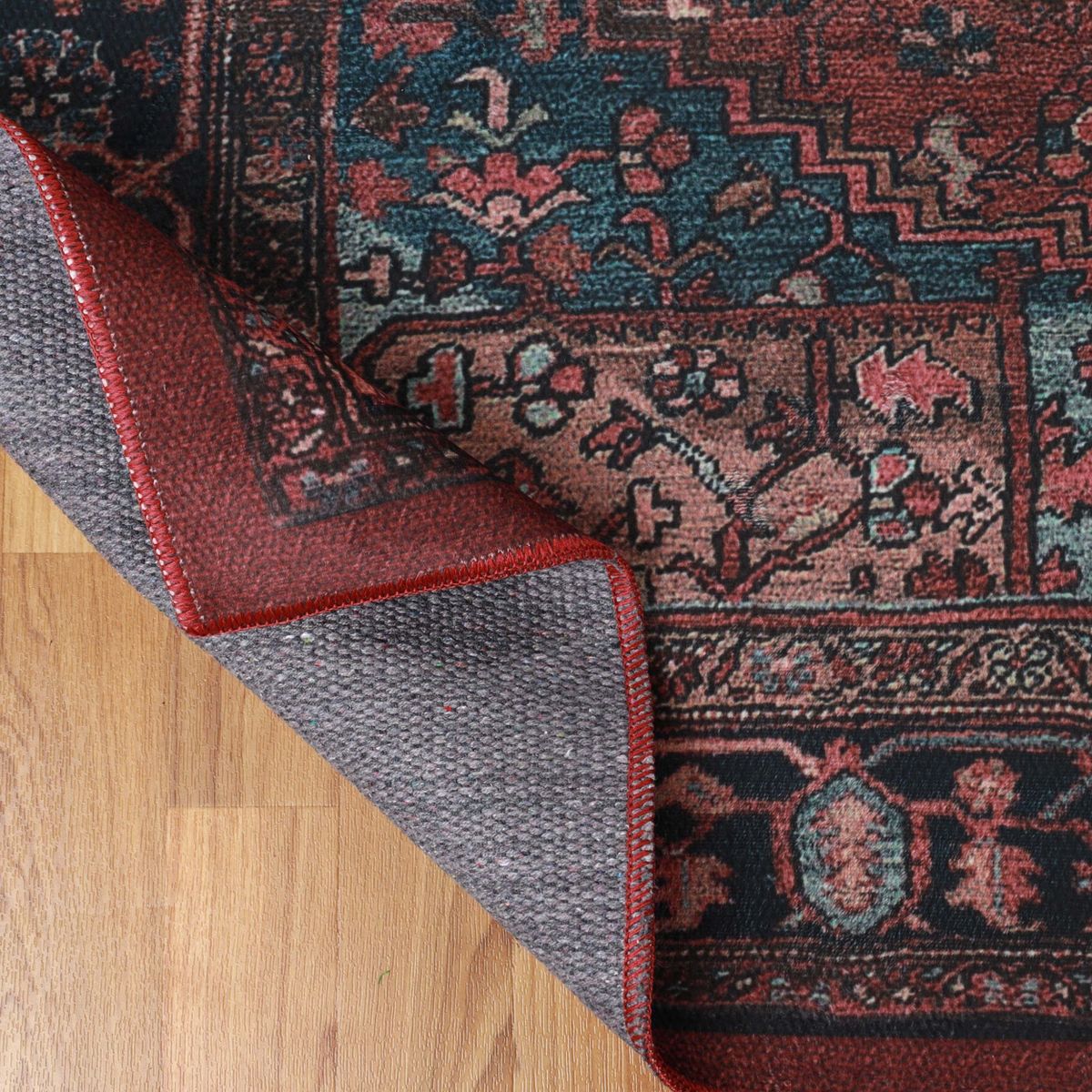 Vintage Faded Floral Medallion Border Machine Washable Indoor Area Rug or Runner by Blue Nile Mills - thumbnail 10