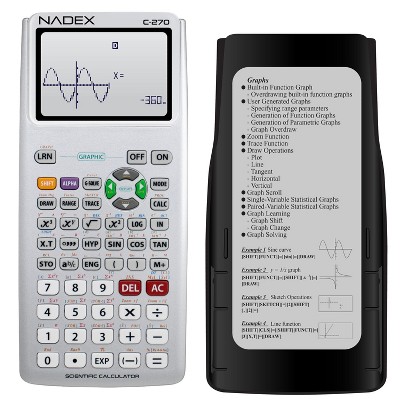 Nadex Coins™ C-270 Scientific Calculator with Black and White Graph Functions, Battery Powered