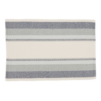 Blue and White Cotton Striped Rectangle Placemats Set