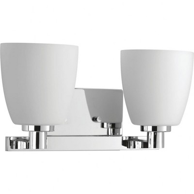 Progress Lighting Fleet 2-Light Bath Wall Light, Polished Chrome, Etched Opal Glass