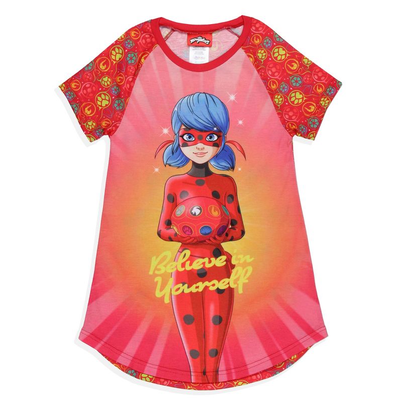 Miraculous: Tales of Ladybug & Cat Noir Girls' Nightgown Sleep Pajama Shirt Multicolored, 1 of 7