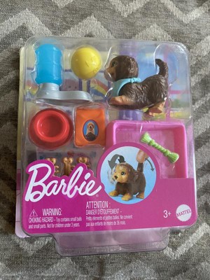 Barbie Pet And Accessories Set With Head-nodding Puppy And 10+