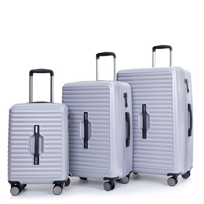 3 Piece Luggage Sets with TSA Lock, Lightweight Suitcase with 2 Hooks and 360 Degree Double Spinner Wheels for Men Women Silver (21in/25in/29in)