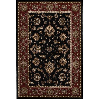 Hand-knotted Black and Red Synthetic 4' x 6' Area Rug