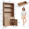 72.4" Tall Book Shelf with Doors & Drawer, 6-Tier Storage Bookcase with Cabinet & Open Wood Shelves, Freestanding Display Organizer for Living Room - 3 of 4