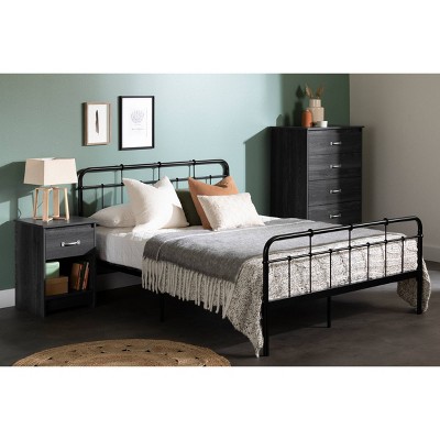Gray Oak Country Cottage 1-Drawer Nightstand with Open Storage