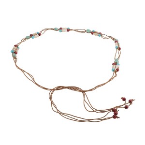 Unique Bargains Bohemian Colored Beads Pattern Adjustable Waist Belt 1 Pc - 1 of 4