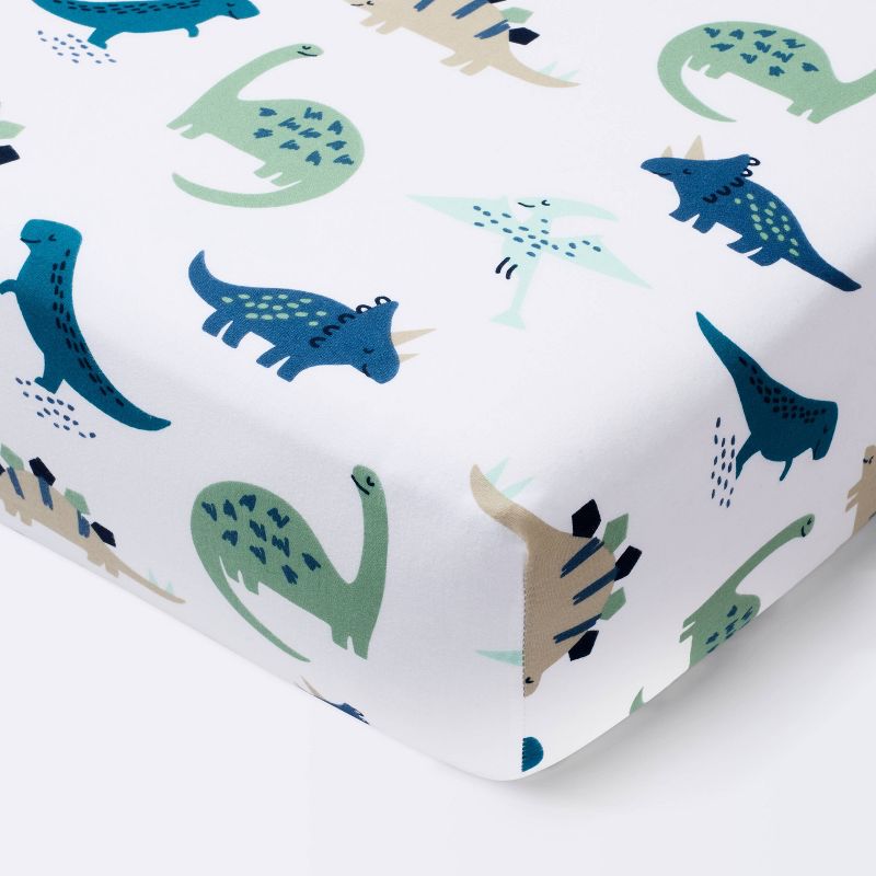 Fitted Crib Sheet Dinos Cool - Cloud Island&#8482; - Blue/Green, 1 of 7