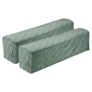 Unique Bargains Diamond Pattern Stretch Soft Jacquard Non Slip Sofa Armrest Covers - 1 of 4