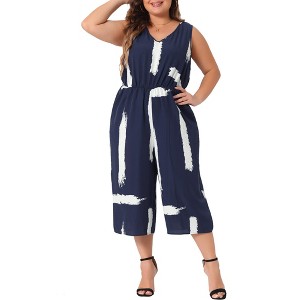 Agnes Orinda Women's Plus Size Wrap V Neck Sleeveless Tie Waist with Pockets Wide Leg Jumpsuits - 1 of 4