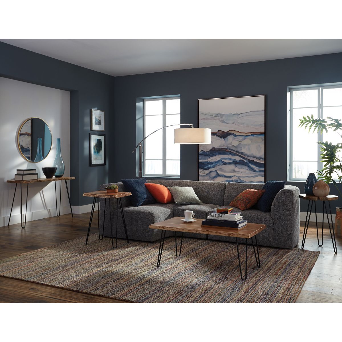 Alaterre Furniture Hairpin Natural Brown Live Edge Wood with Metal Coffee Table - thumbnail 10
