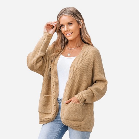 Women's Open-front Cardigan - Universal Thread™ Light Brown Xl : Target