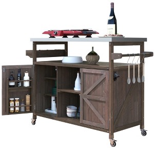 Dexmalle Patio Kitchen Island with Stainless Steel Top and Towel Rack - 1 of 4