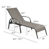 Costway 2PCS Patio Lounge Chair Chaise Adjustable Reclining Armrest Grey/Brown/Navy - 3 of 4