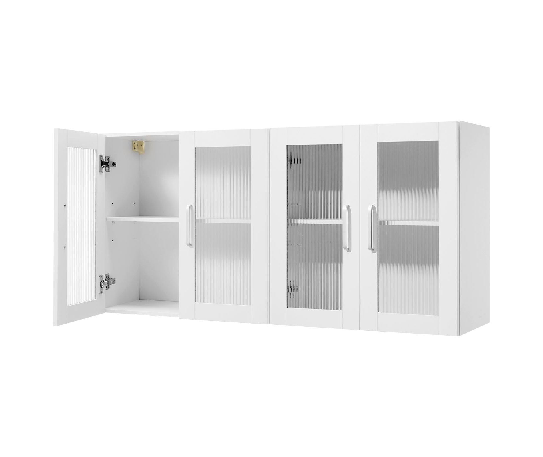 VEVOR Laundry Room Wall Cabinet, 2-Tier Wall Mounted Cabinet with Adjustable Shelf, Cupboard Storage with 4 Doors, Set of 2, White