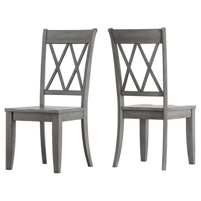 Set of 2 South Hill X Back Dining Chair Antique Gray - Inspire Q: Hardwood Frame, Non-Upholstered, 39.2&#34; Height