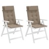 vidaXL Highback Chair Cushions - Taupe, Water-Resistant Oxford Fabric, Soft Foam Filler, Non-Slip Design for Outdoor/Indoor Use, Set of 2 - 4 of 4