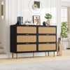 Rattan 6-Drawer Dresser w/ Deep Storage, Modern Wood Chest of Drawers for Bedroom, Living Room, Hallway, Kids Room - 4 of 4
