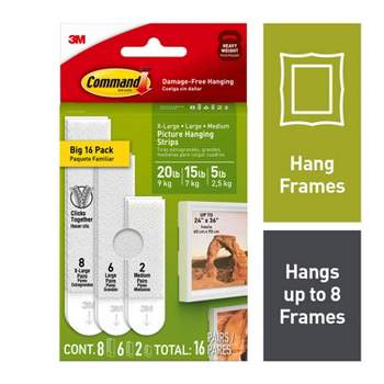 Command 20 Lb XL Heavyweight Picture Hanging Strips, Damage Free Hanging  Picture Hangers, Heavy Duty Wall Hanging Strips for Living Spaces, 8 Black