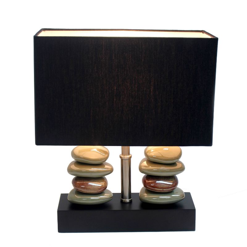 Rectangular Dual Stacked Stone Ceramic Table Lamp with Shade Black - Elegant Designs, 2 of 7