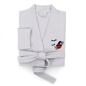 Linum Home Textiles 100% Turkish Cotton Unisex Smyrna Hotel/Spa Embroidered Robes - Pumpkin Head - 1 of 4