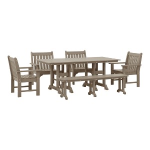 WestinTrends Malibu 6-Piece HDPE Outdoor Rectangle Dining Patio Table and Chairs Set - 1 of 4