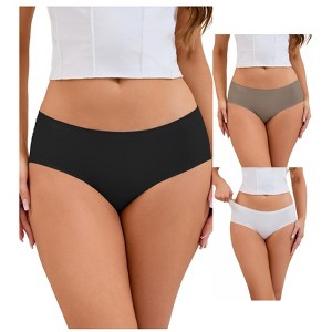 INSPIRE CHIC 3 Packs Women's Mid-Waisted Ladies Panties Full Coverage No Trace Comfortable Briefs - 1 of 4