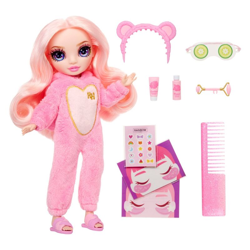 Rainbow High Jr High PJ Party Bella Pink 9&#39;&#39; Posable Doll with Soft One Piece Pajama, Slippers, Play Accessories, 3 of 11