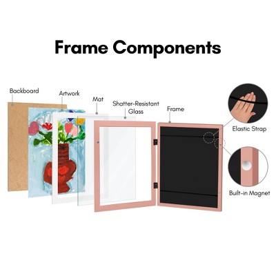 Pink MDF and Glass Kids Art Display Frame Set