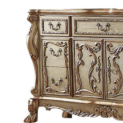 Dresden Gold Patina and Bone 7-Drawer Dresser with Mirror