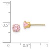 Black Bow Jewelry 5mm Pink Cubic Zirconia Stud Earrings in 14k Yellow Gold - 4 of 4