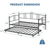 Twin Daybed and Trundle Frame Set, Premium Steel Slat Support,White/Pink/Black - 2 of 4