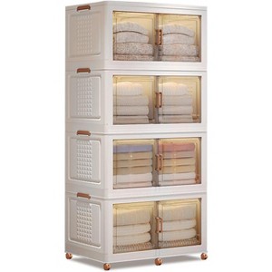 4 Tier Stackable Storage Bins With Lid Closet Organizers Collapsible Plastic Storage Bins Home Containers Boxes for Bedroom Living Room - 1 of 4