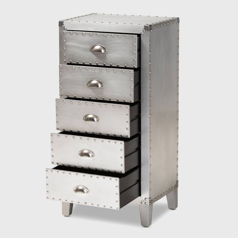 Carrel Metal 5 Drawer Accent Chest Silver - Baxton Studio, 3 of 11