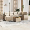 vidaXL 6 Piece Patio Sofa Set with Cushions Beige Poly Rattan - Beige 2x Middle + Table + 1x Corner - 2 of 4